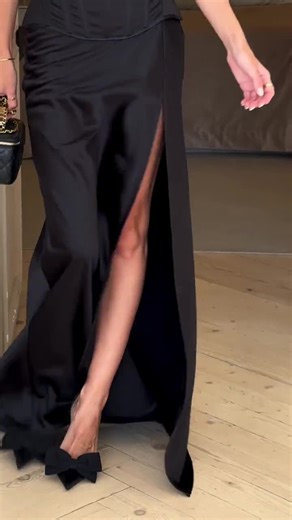 Black Corset Top and Maxi Skirt Set: Satin, Custom Fit - Etsy