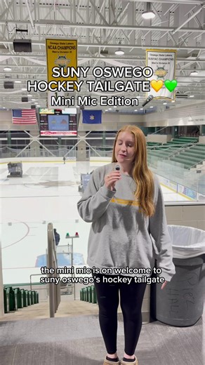 Interviewing Lakers at our hockey tailgate Friday night. Congrats to Oswego Men’s Hockey on their win against Potsdam! 🏒💚💛 | SUNY Oswego