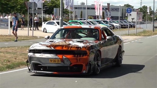 Custom build Dodge Challenger SRT8 goes wild on public road