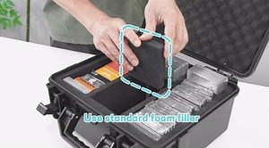 Waterproof Toploader Storage Box for 3" x 4" 35pt Rigid Card, Trading Card Case Holds 300 Toploaders, Sports Card Storage Boxes with 3 EVA Divider