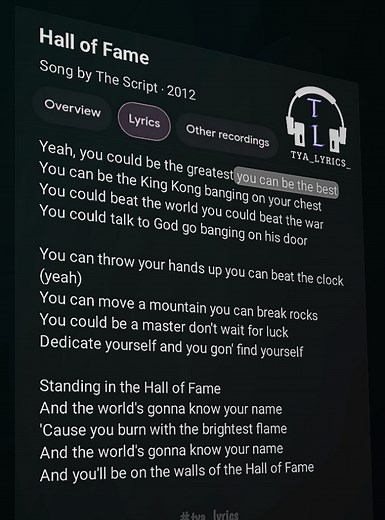 Hall of Fame - The Script Lyrics and Meaning