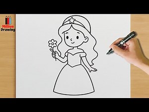 How to draw a cute princess Easy 👸💖| Beautiful Princess Drawing | Easy Step by Step for Kids