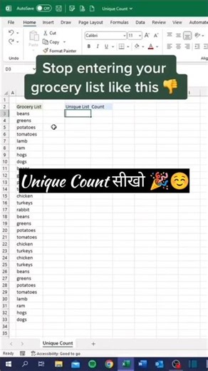 UNIQUE Count in Excel | Count Distinct Values in Seconds! 🔥#taxsekho #shorts #excel #finance #gst