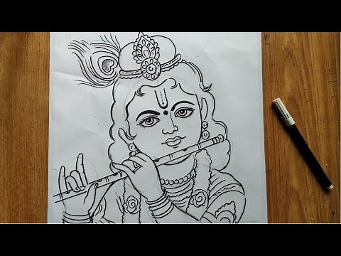 very easy line art bal krishna,krishna thakur drawing,how to draw bal gopal,how to draw lord krishna
