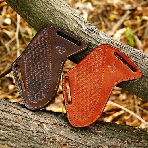 Handmade Tooled Leather Knife Sheath: Slanted Pancake Style, Cross Draw - Etsy