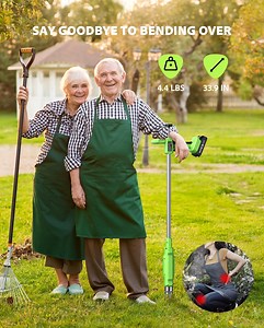 TaskStar Electric Weed Puller Tool 21V Battery Powered 2pcs 2000mAh Battery 3-Claw Steel Root Weeder Stand-Up Remover Picker Grabber Popper, for Dandelion Lawn Garden Without Bending Kneeling