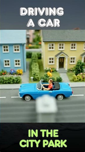 Tiny Driver Cruising Through a Miniature Neighborhood! So Realistic! #miniature #minihuman #shorts