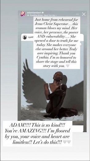 Adam Lambert and Cynthia Erivo praising each other #JCSS/ Set up/ promo video, July 23