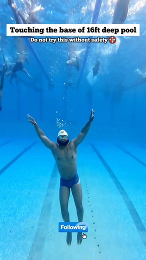 7.1K views · 30 reactions | The Pressure is Real - Touching the base of 16ft Deep Pool  . . . . . . #swimminglessons #swimming #swimmingfun #swimmingtraining #lovetoswim #swimmingtips #swimmingclasses #swimmerforlife #swimmingtime #swimmingcoaches #swim #swimcoach #swimmer #deepwater #howtoswim #underwater | Swimming By Sanuj | Facebook