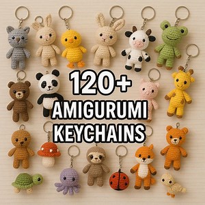 Keychain Amigurumi Crochet Pattern Bundle: 120  Miniature Plushie Designs (easy No Sew PDF) - Etsy
