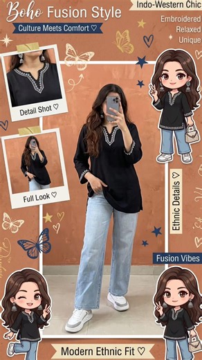 Latest Black V-Neck Short Kurti Designs | Summer 2026 Modern Ethnic Styling Guide