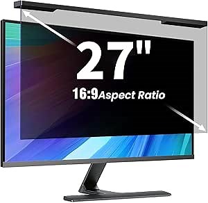 Hanging 27 Inch Computer Privacy Screen Filter, Hanging Computer Screen Privacy Cover, Compatible with, 27 Inch 16:9 Widescreen Monitors, Protect Eyes from Glare and Blue Light