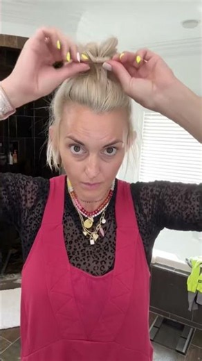 Messy Bun Faux Hawk Hairstyle 🩷 #bobhairstyles #shorthairideas #hairinspo #hairstyletutorial