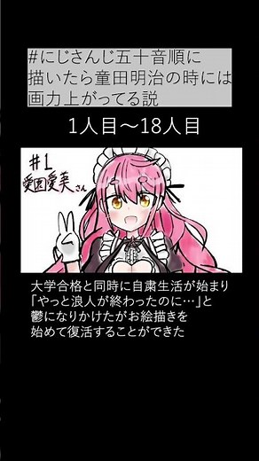 【イラスト成長記録】にじさんじ五十音順に描いたら童田明治の時には画力上がってる説 #イラストメイキング #イラスト成長記録 #にじさんじ