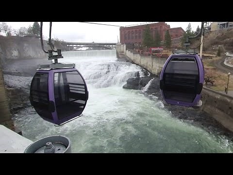 Stunning Gondola SkyRide over Spokane Falls - Spokane, Washington WA.