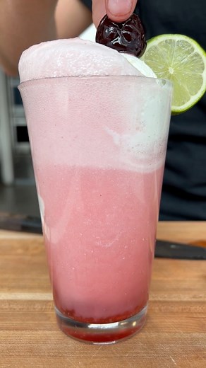 7.3K views · 29 reactions | A cherry lime rickey is a classic highball made with cherry juice, lime juice, club soda, and an optional spirit. We’re updating it into a sweet summertime treat with vanilla ice cream and cherry syrup. | Epicurious | Facebook