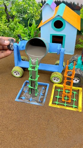 😱 Amazing Mini Tractor Making Cement Pillar | DIY Real Working Construction Machine 🚜 #shorts