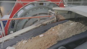 Aerated Concrete Production Process. Production of aerated concrete, grinding of materials in a ball mill.