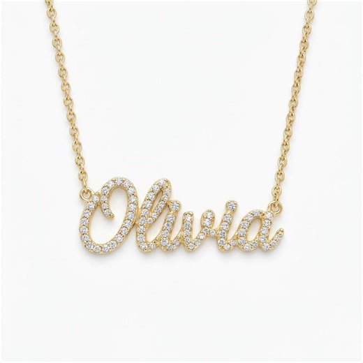 Personalized Name Necklace, 14k Solid Gold Pendant Necklaces for Women, Diamond Name Necklace, Dainty Necklace, Custom Initial Necklace - Etsy