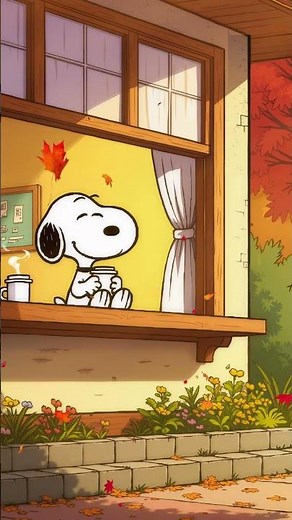 ☕ Snoopy’s Cozy Autumn Morning 🍁 | Warm Jazz Beats for Study, Relax & Calm Vibes #shorts #jazzbeats