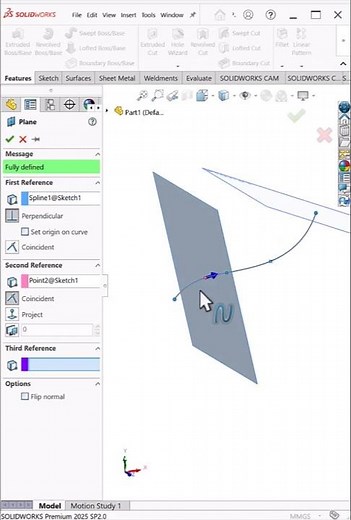 Reference Plane in SolidWorks | Normal to Curve Tutorial #shorts