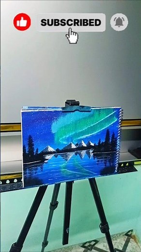 Easy Aurora Borealis Mountain Landscape Painting | Acrylic Painting Tutorial for Beginners