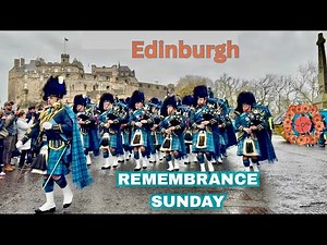 Edinburgh Remembrance Day March 2025 l RAF pipes & drums