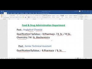 Detail Syllabus: Analytical Chemist & Senior Technical Assistant : FDA Maharashtra Recruitment 2024