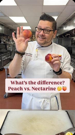 Peach vs. Nectarine 🍑👀 What’s the difference? They might look and taste similar, but there’s one key feature that sets them apart—can you guess what it is? 👨‍🍳: @chefsoulman #ICEculinary . . . . . . . #culinaryvoice #pastryschool #culinary #culinaryarts #culinaryschool #culinarystudent #culinaryexperience #chef #pastrychef #food #cook #cooking #learn #learntocook #beginner #basics #tutorial #lesson #teacher #student #skill | Institute of Culinary Education