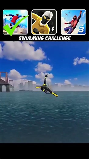 Swimming challenge in SF3 vs SF vs SFH#spiderfuser#shorts#challenge