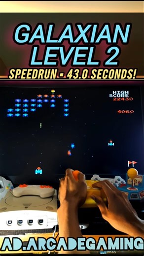 Galaxian Level 12 Speedrun 43.0s - Namco Arcade Classics Joystick Controller