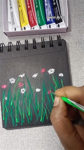 “Relaxing Nature Art 🌿 Simple Grass & Flower Drawing for Beginners”