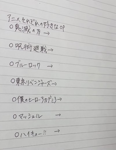 みなさんの好きなOP教えてください！！！ #鬼滅の刃#呪術廻戦 #ハイキュー #マッシュル#東京リベンジャーズ #ブルーロック#僕のヒーローアカデミア #アニメ#オープニング #歌#主題歌