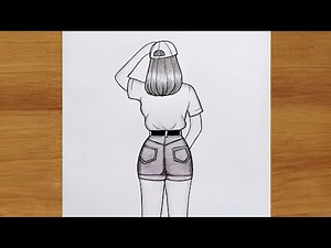 Back View Girl Drawing Step by Step | Easy Pencil Sketch for Beginners