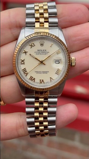 Rolex Datejust 36 mm Jubilee Steel & Gold 16013 Beige Dial Men’s Watch