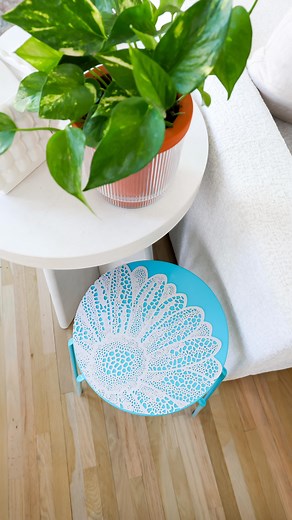 Liz Fenwick DIY on Instagram: "Dollar Tree stools are BACK — Let’s DIY! 🤩 I used a placemat and Mod Podge to elevate this stool perfect for spring! 🌷 #dollartreediy #diy #easydiy #dollartreehaul #dollartreecommunity #dollartreeobsessed #plantstand #dollartreecrafts #dollartreefinds #dollartreeaddict #homedecordiy"