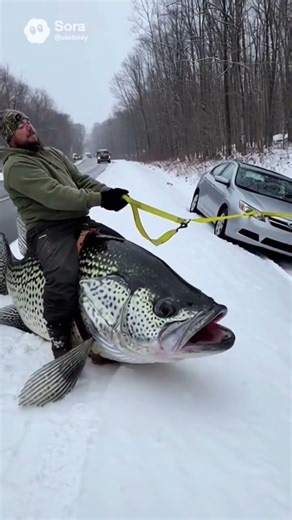 Pulling out stuck cars with my giant crappie #crappie #fishing #comedy