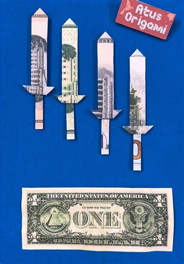 Dollar bill origami easy sword #atusorigami #moneyorigami #FYP #easyorigami #DIYGift