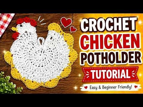 Easy Crochet Chicken Potholder 🐔 | Beginner Tutorial