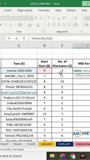 Extract numbers/text from any string using MID on Excel. #Excel #DataEntry #DataAnalysis #OfficeWork