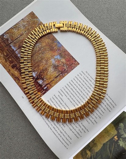 Vintage Monet Gold Collar Necklace 1980s Statement Cleopatra Egyptian Revival Bold Jewelry - Etsy