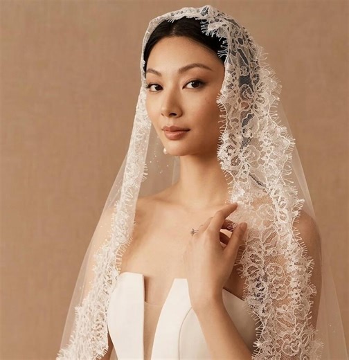 Lace Cathedral Wedding Veil, Romantic Bridal Veil With Lace Edge, Single Layer Tulle Veil, Elegant Bride Accessory Custom Length - Etsy