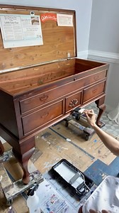 Classic Queen Anne cedar chest makeover. Paint & Gel Stain to update a red wood piece. | The Top Drawer RVA