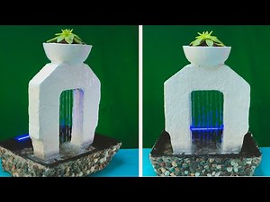 🔴 Amazing cement fountain with flower pot and LED lighting! Awesome DIY waterfall!