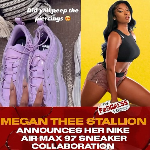 #MeganTheeStallion and #Nike join forces to create customizable air max 97 sneakers Classmates are y’all purchasing these?!? #TPRMediaGroup #TheProgressReport | The Progress Report