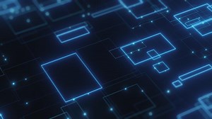 Futuristic Digital Network Background with Glowing Blue Lines