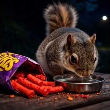 squirrel eating spicy talkies