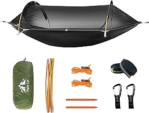 Night Cat Camping Hammock with Net - 1 Person Mosquito Hammock Tent with Tree Strap Swing Lightweight 440lbs