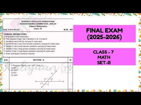Class 7 Maths Sample Paper Set B | Ganita Prakash | Final Exam Practice | KVS Pattern