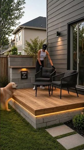 I built a whole patio using CINDER BLOCKS! 🤯🧱 #shorts